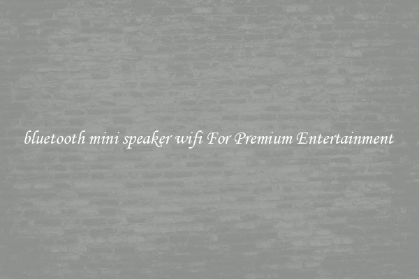 bluetooth mini speaker wifi For Premium Entertainment 