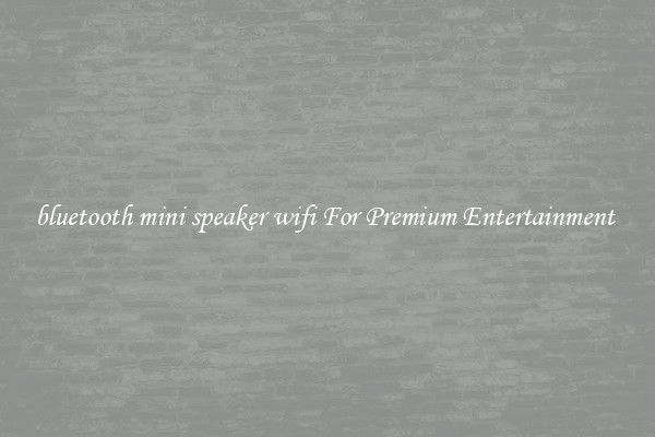 bluetooth mini speaker wifi For Premium Entertainment 