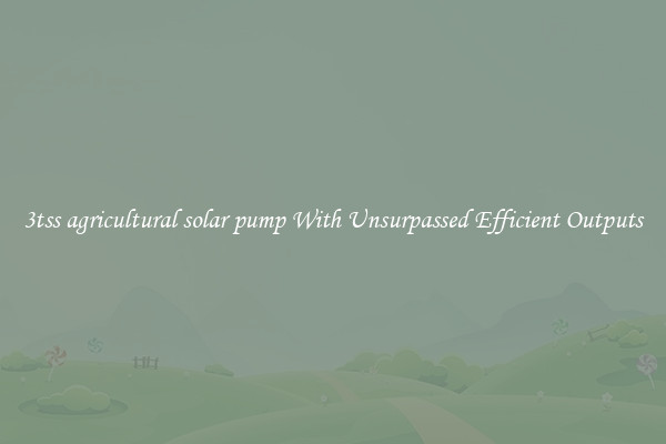 3tss agricultural solar pump With Unsurpassed Efficient Outputs